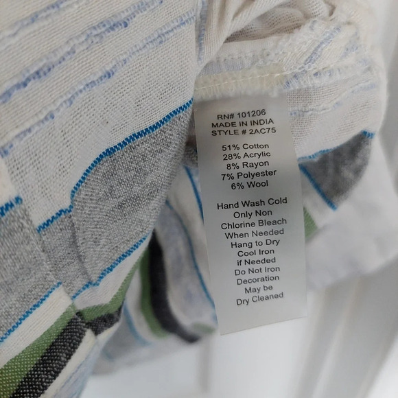 Soft Surroundings Striped Floral Embroidered Cotton Blend Tunic Top Size Meduim - Picture 5 of 8